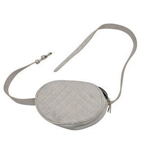 White Icing Quilted Oval Crossbody/Fanny Pack With Adjustable Strap & Zipper